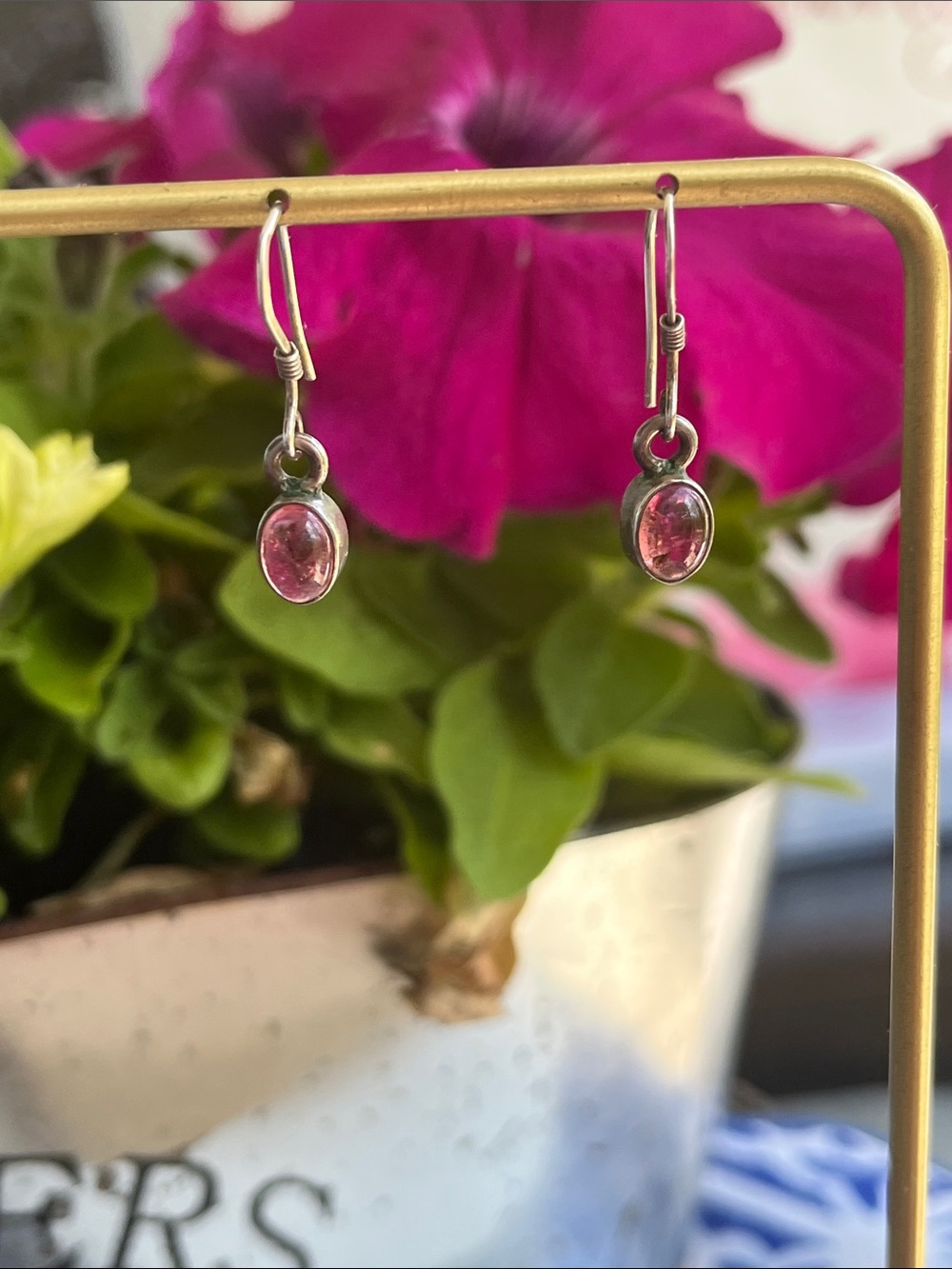 Pink Tourmaline 925 Silver earrings - Picture 1 of 12